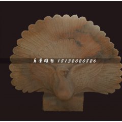 孔雀開屏石雕，晚霞紅動(dòng)物石雕