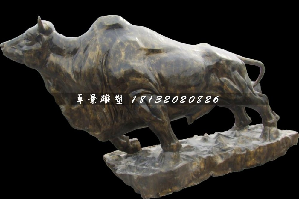 開荒牛雕塑，玻璃鋼仿銅牛雕塑 (2)