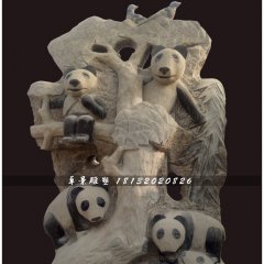 大熊貓石雕，公園動物石雕