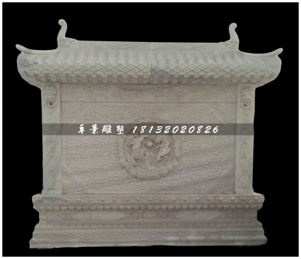 大理石影壁雕塑，仿古石影墻 (2)