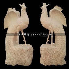 晚霞紅鳳凰石雕，古代神獸石雕