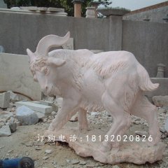 石雕山羊雕塑，公園動(dòng)物石雕