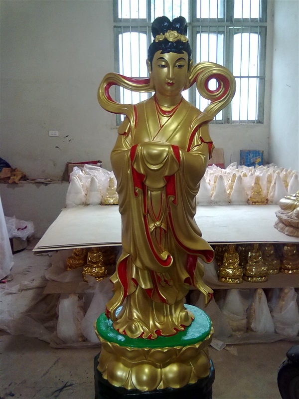 龍女雕塑，玻璃鋼仿銅神仙雕塑