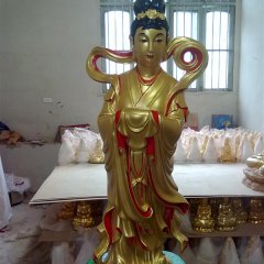 龍女雕塑，玻璃鋼仿銅神仙雕塑
