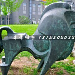 青銅牛，公園抽象動(dòng)物雕塑