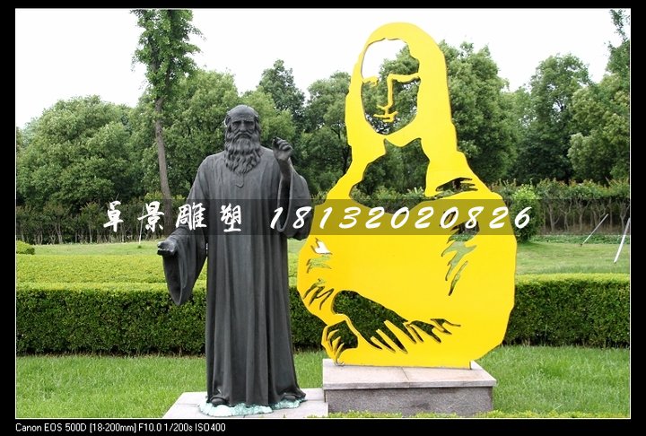 達(dá)芬奇銅雕，公園名人銅雕