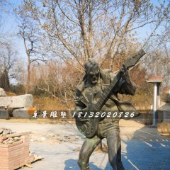 吉他手銅雕，公園人物銅雕