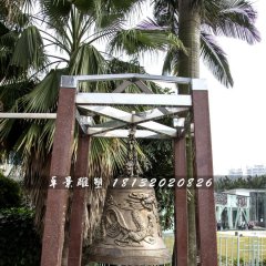 龍浮雕鐘雕塑，銅鐘雕塑
