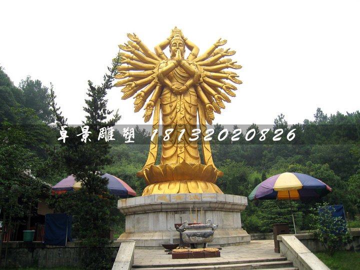 千手觀音銅雕，立式銅觀音