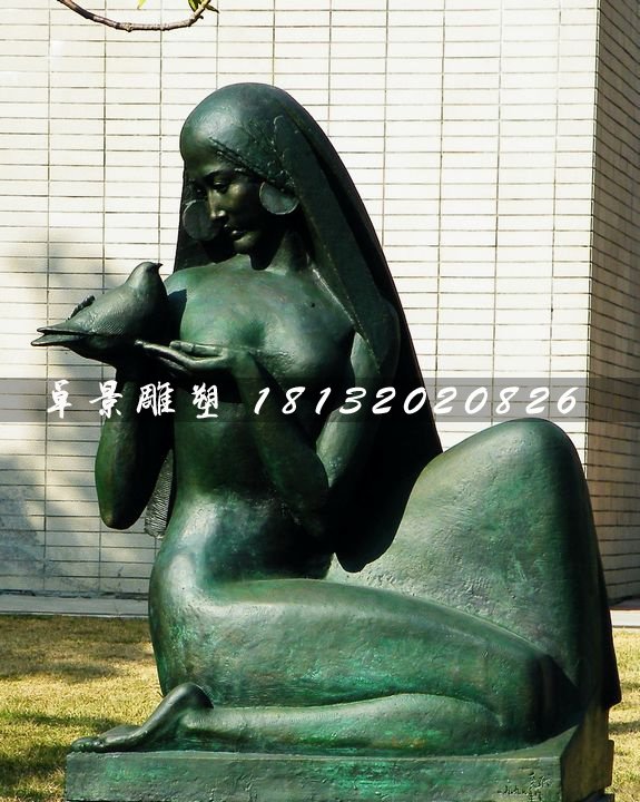 和平少女銅雕，青銅人物雕塑