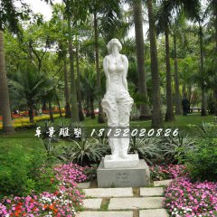 清風(fēng)石雕，公園少女石雕