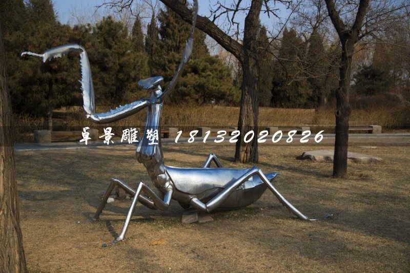不銹鋼螳螂雕塑，昆蟲雕塑