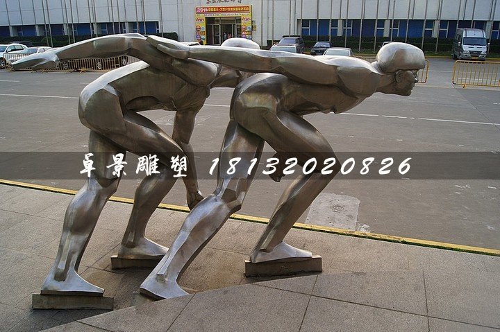 不銹鋼滑冰雕塑,廣場運動雕塑