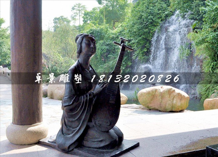 古代樂妓雕塑，公園人物銅雕 (1)