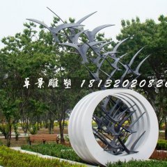 不銹鋼抽象大雁雕塑，公園景觀雕塑