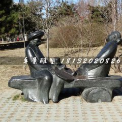 嘮家常銅雕，公園小品銅雕