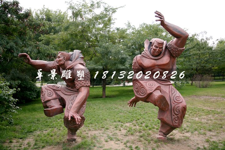 摔跤大漢銅雕，公園鍛銅人物雕塑