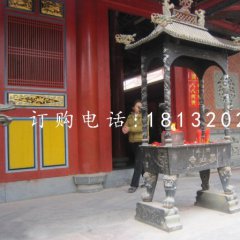 銅雕香爐，寺廟方形香爐銅雕