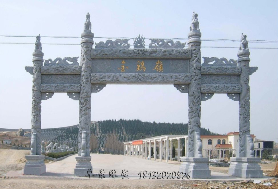 青石牌坊，三門(mén)牌坊石雕