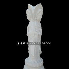 漢白玉三面觀音，立式佛像