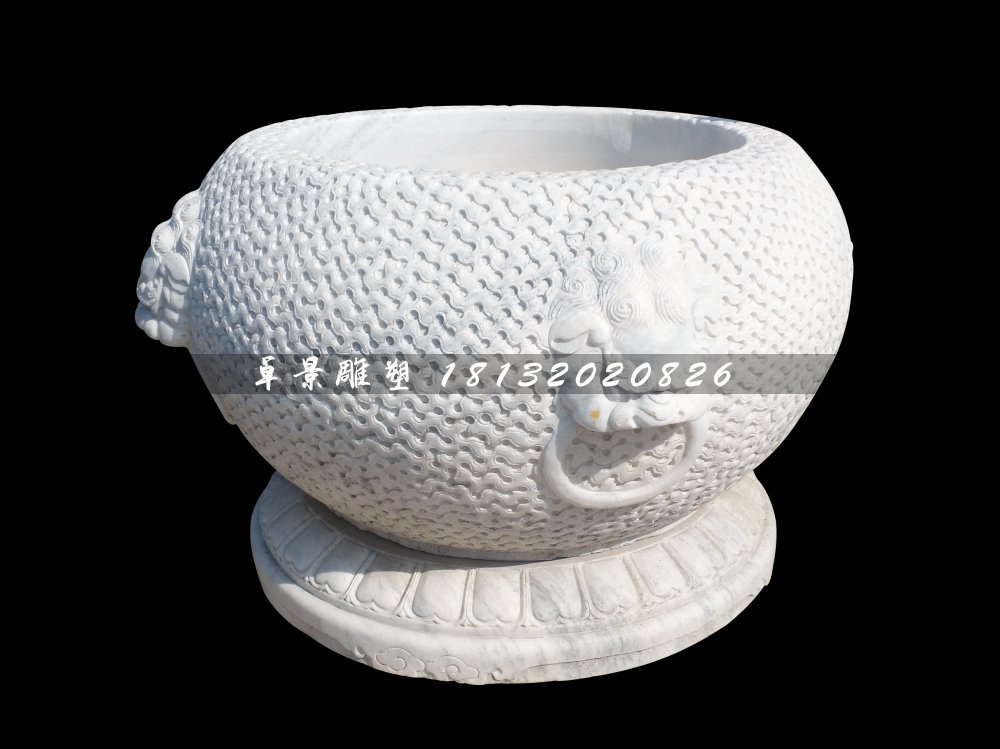 水缸石雕，大理石水缸