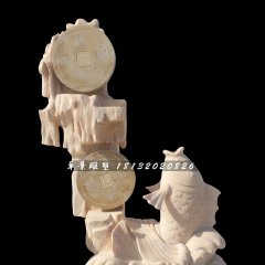 晚霞紅噴泉魚，招財魚石雕