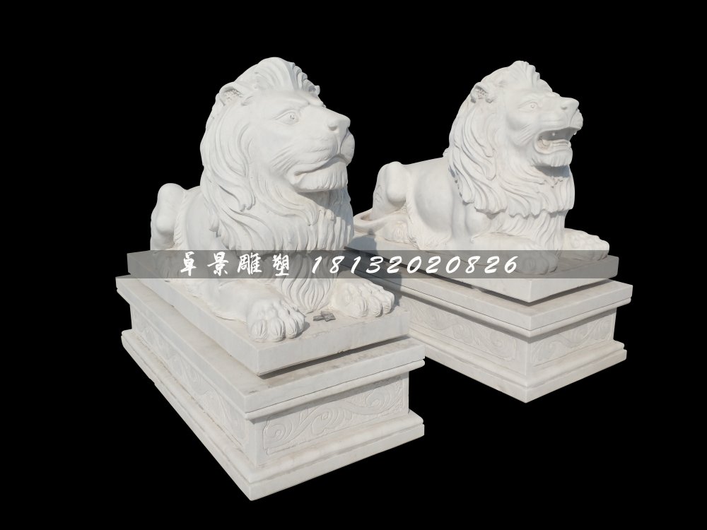 西洋獅石雕，漢白玉獅子雕塑