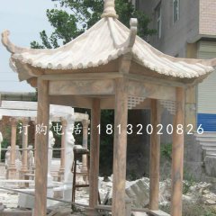 涼亭石雕，晚霞紅涼亭雕塑