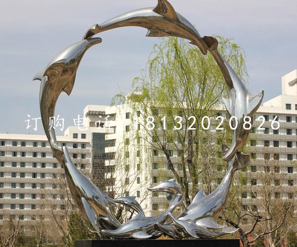 不銹鋼海豚雕塑廣場動(dòng)物雕塑