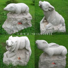 公園十二生肖雕塑，大理石動(dòng)物雕塑