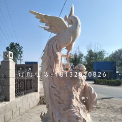 石雕鳳凰，晚霞紅神獸