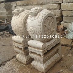 抱鼓石，大理石門(mén)墩雕塑