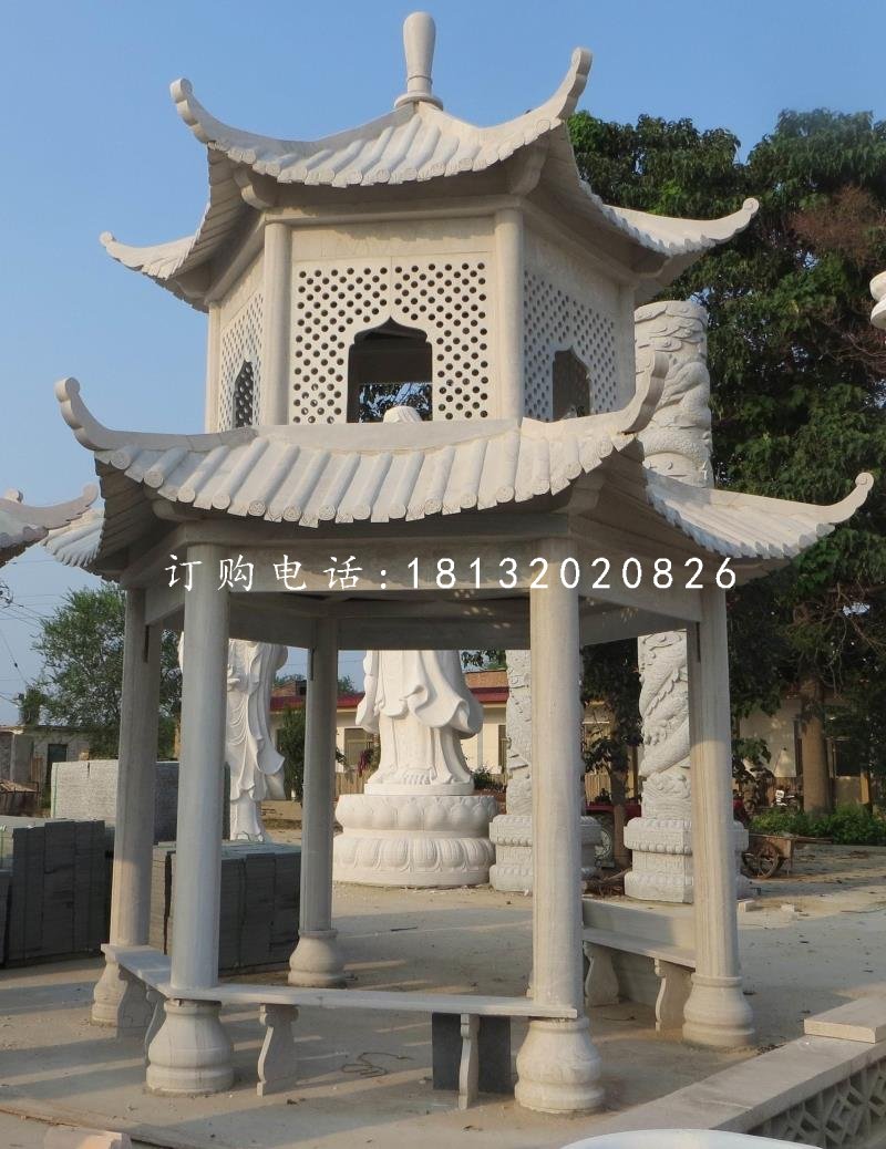 大理石涼亭，雙層涼亭石雕