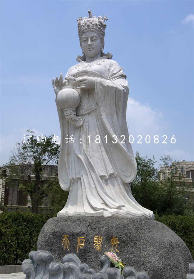 大理石媽祖雕塑，廣場神仙石雕