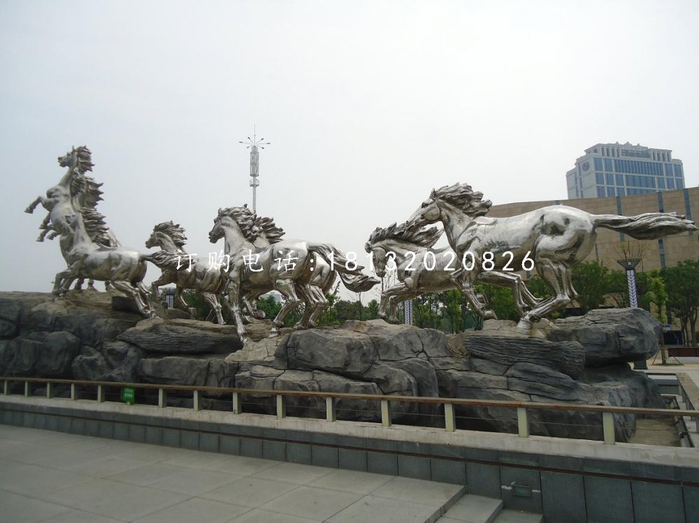 奔騰的馬雕塑，不銹鋼馬雕塑 (2)