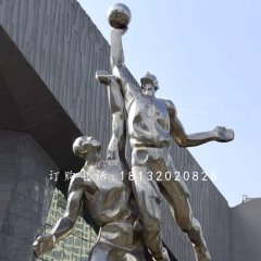 不銹鋼打籃球雕塑，不銹鋼運(yùn)動(dòng)雕塑