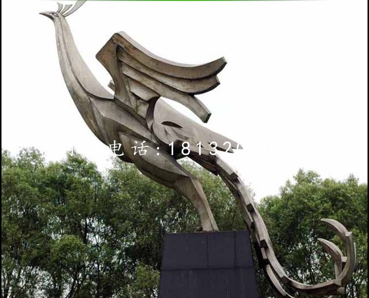 不銹鋼鳳凰，公園抽象動(dòng)物雕塑