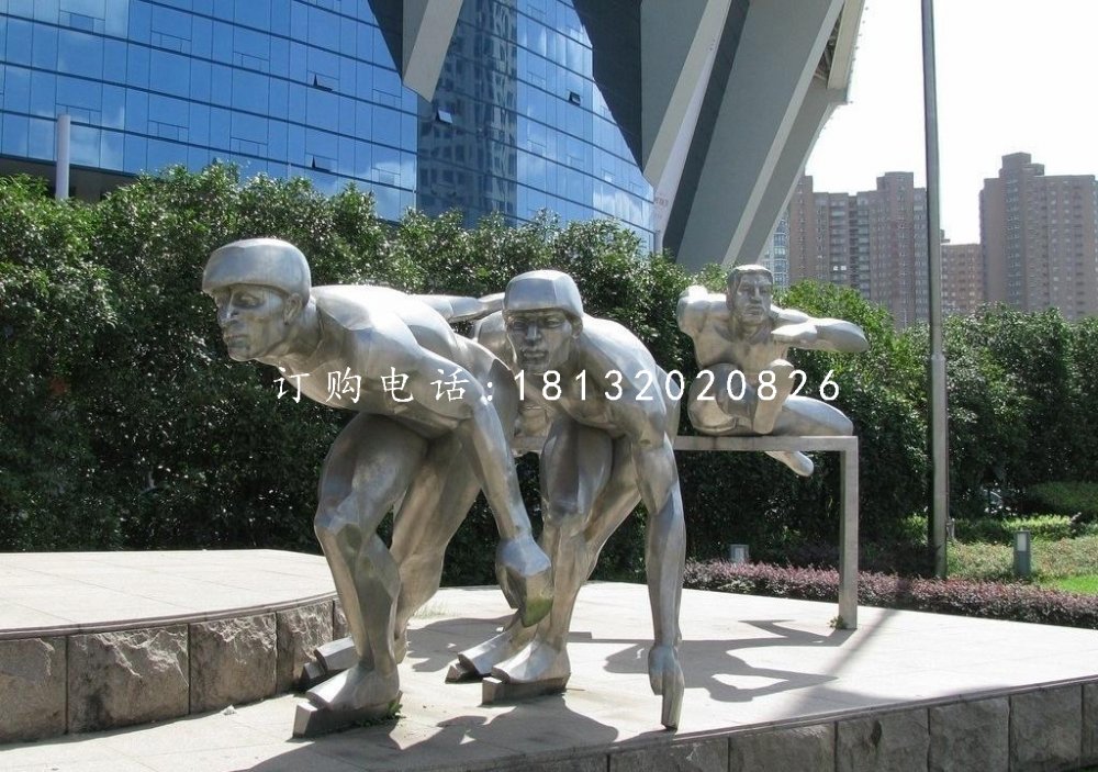 不銹鋼滑冰雕塑，不銹鋼運(yùn)動(dòng)員雕塑