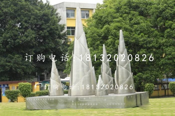 不銹鋼竹筍雕塑，公園植物雕塑