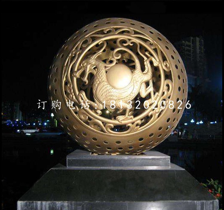 廣場鏤空球雕塑，景觀銅雕