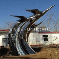 不銹鋼飛翔的天鵝雕塑，公園不銹鋼雕塑