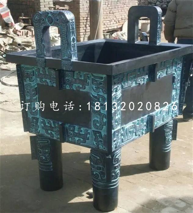 四足鼎銅雕，青銅鼎