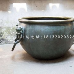 水缸銅雕，青銅水缸雕塑