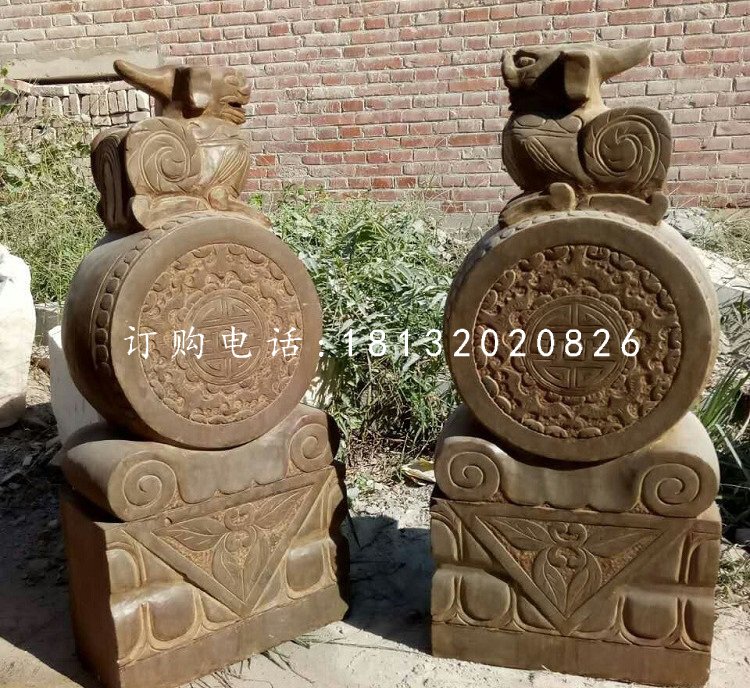 門枕石，仿古石門墩
