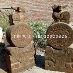 門(mén)枕石，仿古石門(mén)墩