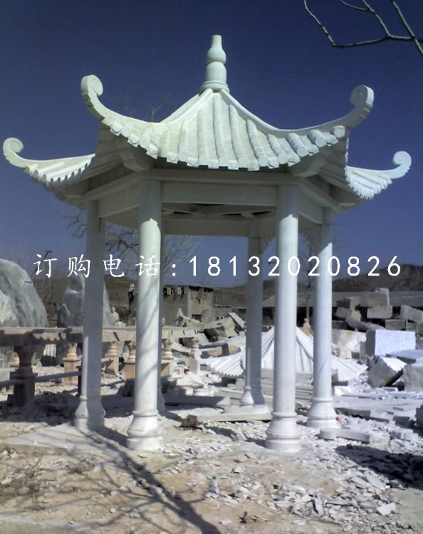 六角亭子，公園景觀石雕