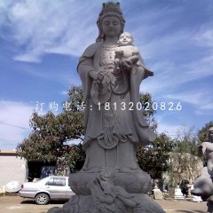 立式觀音石雕，送子觀音石雕