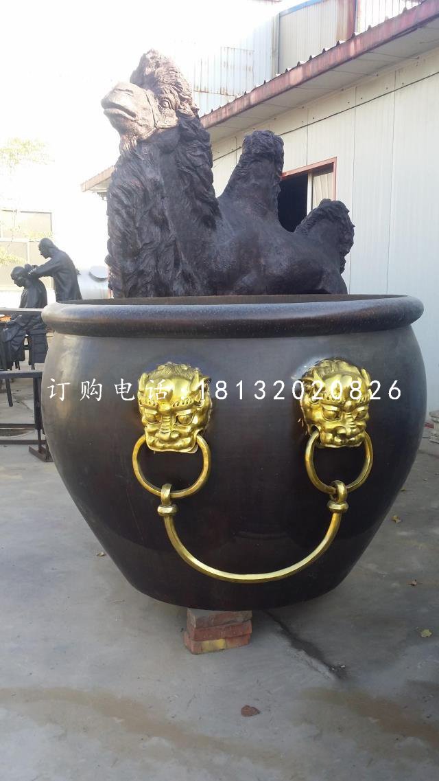 仿古銅水缸，廣場(chǎng)銅水缸雕塑