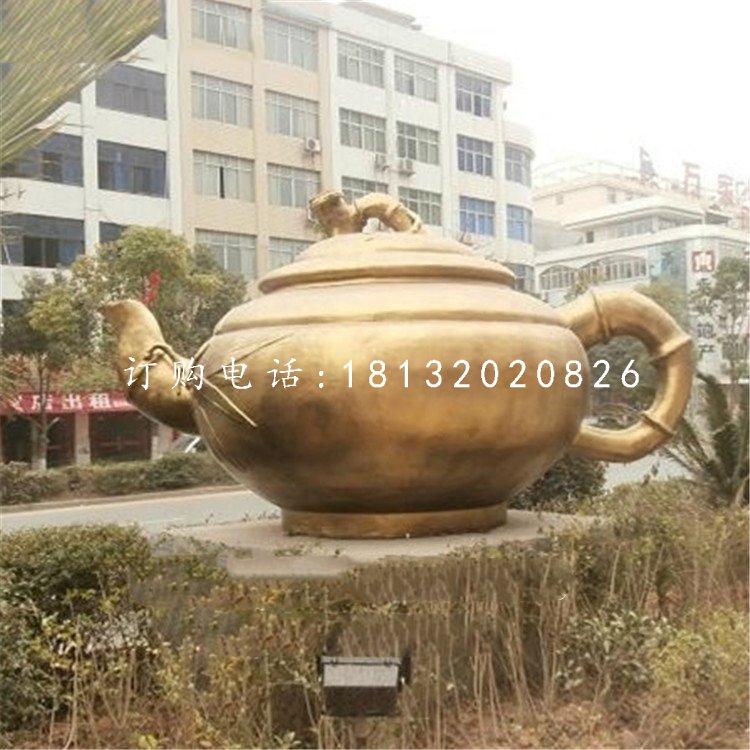 銅茶壺雕塑，公園景觀銅雕 (2)