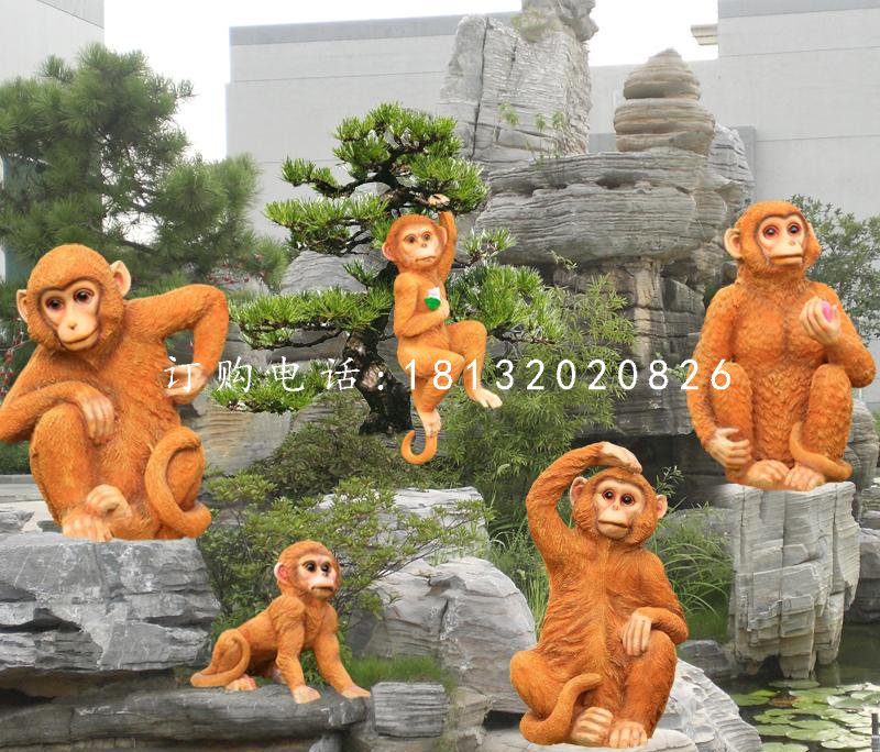 小猴子雕塑，玻璃鋼動(dòng)物